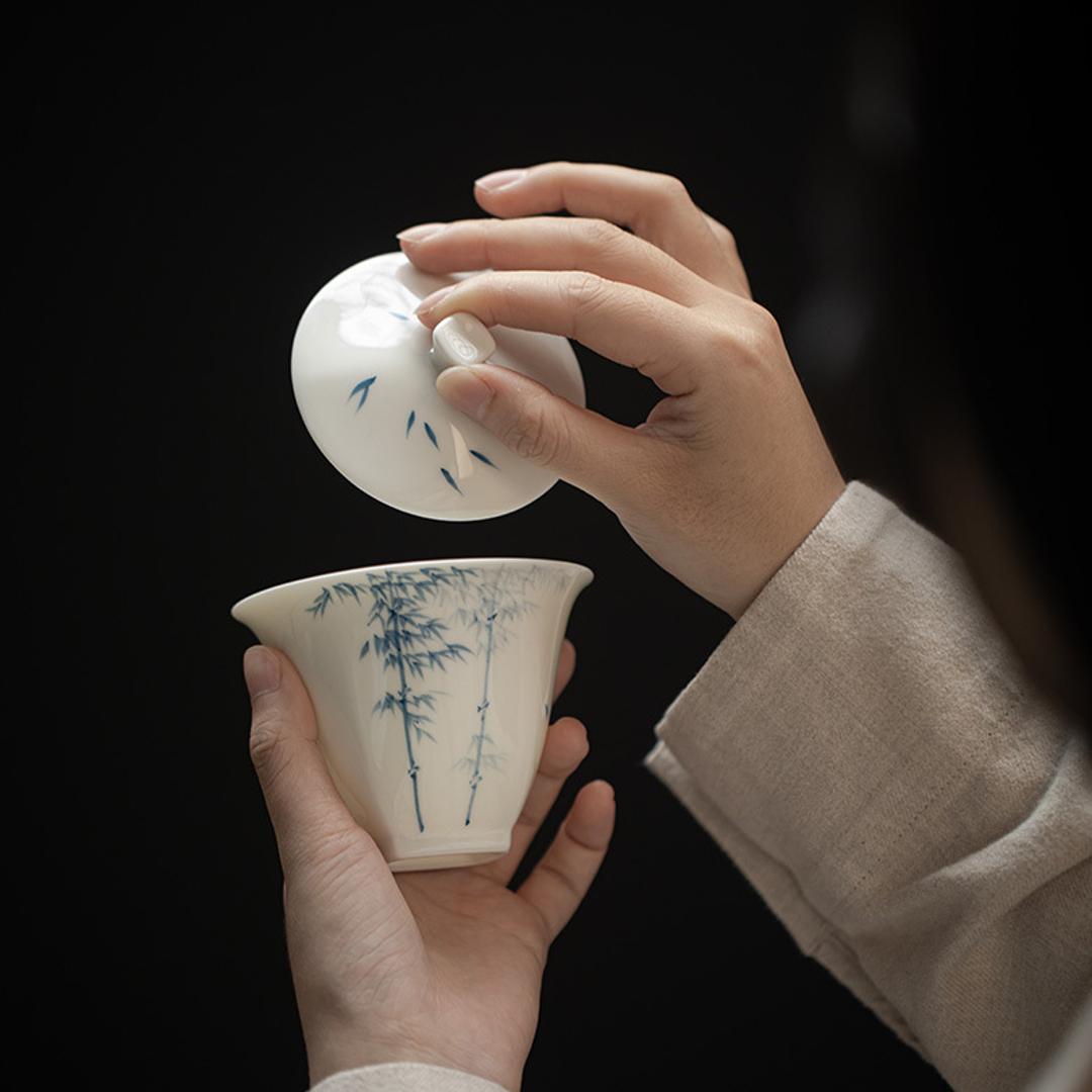 Hand painted Ceramic Ging Wind Bamboo Shadow Tea Cup