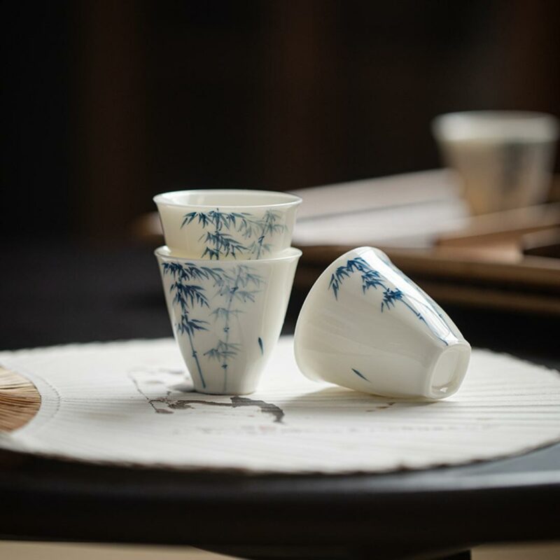 Hand painted Ceramic Qinghua Bamboo Tea Cup - China Tea Spirit