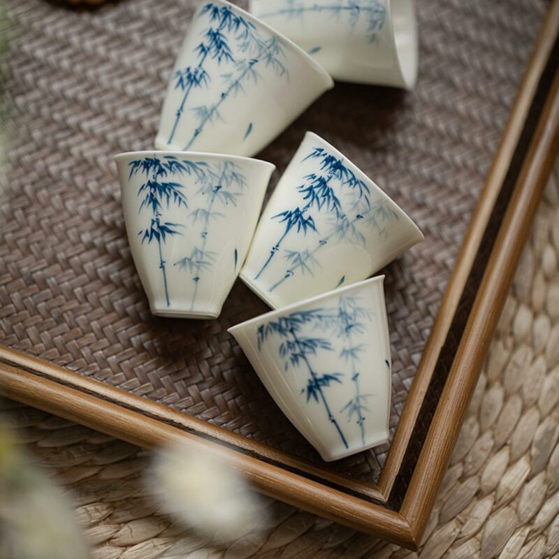 Hand painted Ceramic Qinghua Bamboo Tea Cup - China Tea Spirit