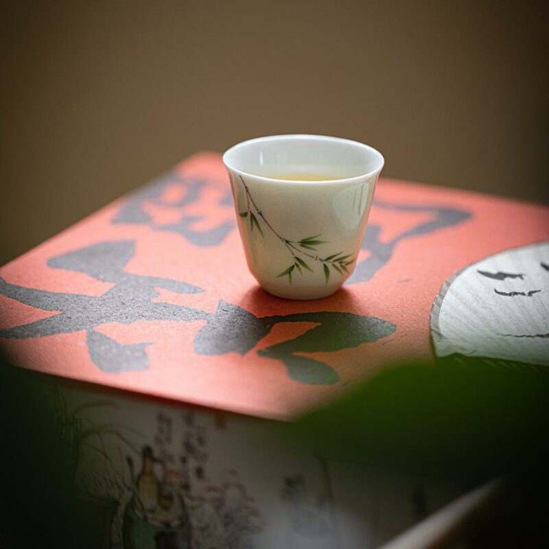 Hand painted Ceramic Ging Wind Bamboo Shadow Tea Cup