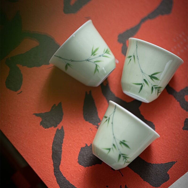 Hand painted Ceramic Ging Wind Bamboo Shadow Tea Cup