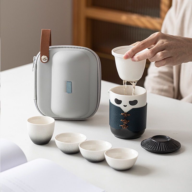Creative Ceramic Panda Travel Kung Fu Tea Set (3)