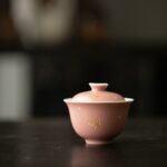 Gilt Painting Ceramic Pink Glaze Butterfly 130ml Gaiwan