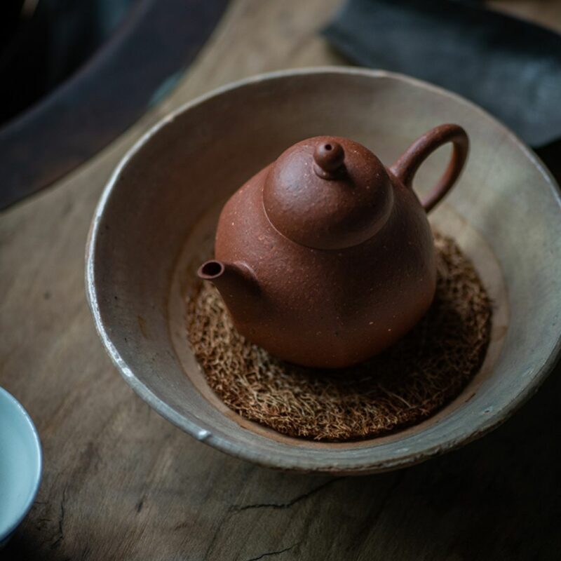 half-handmade-aged-zhuni-hexagonal-pear-105ml-yixing-teapot-4