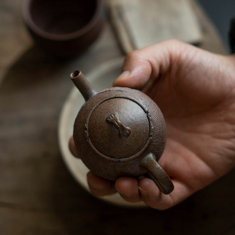 handmade-wood-fired-golden-duanni-earthenware-jug-150ml-yixing-teapot-5