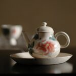 Wucai Underglaze decoration Ceramic Peony 130ml Teapot