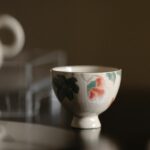 Wucai Underglaze decoration Ceramic Peony 50ml Tea Cup