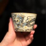 Handmade Vintage Qinghua Ceramic Dragon Cup 220ml Tea Cup