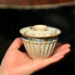 Handmade Vintage Qinghua Ceramic Carved Chrysanthemum 120ml Gaiwan