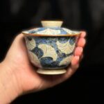 Handmade Ceramic Blue Ginkgo Leaf 120ml Gaiwan