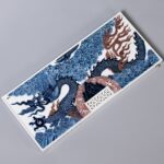 Handmade Qinghua Ceramic Crimson Dragon Surging Chinese Tea Tray