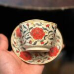 Handmade Ceramic Red Camellia Blossom 120ml Tea Cup