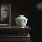 Emerald Green Ceramic Swallows and Willows 125ml Gaiwan