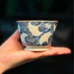 Handmade Ceramic Blue Ginkgo Leaf  200ml Tea Cup