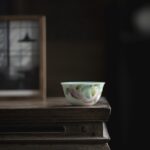 Hand-painted Ceramic Emerald Green Peach 60ml Host Tea Cup