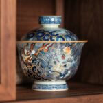 Qinghua Fen Cai Gilt Painting Ceramic King of Pi Xiu 140ml Gaiwan