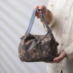 Elegant Linen Floral Design Carrying Bag