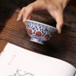 Fully Hand-painted Qinghua Underglaze Red Twined Lotus 120ml Tea Cup