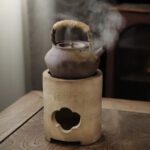 Handmade White Clay Tea Poem Charcoal Stove and Kettle